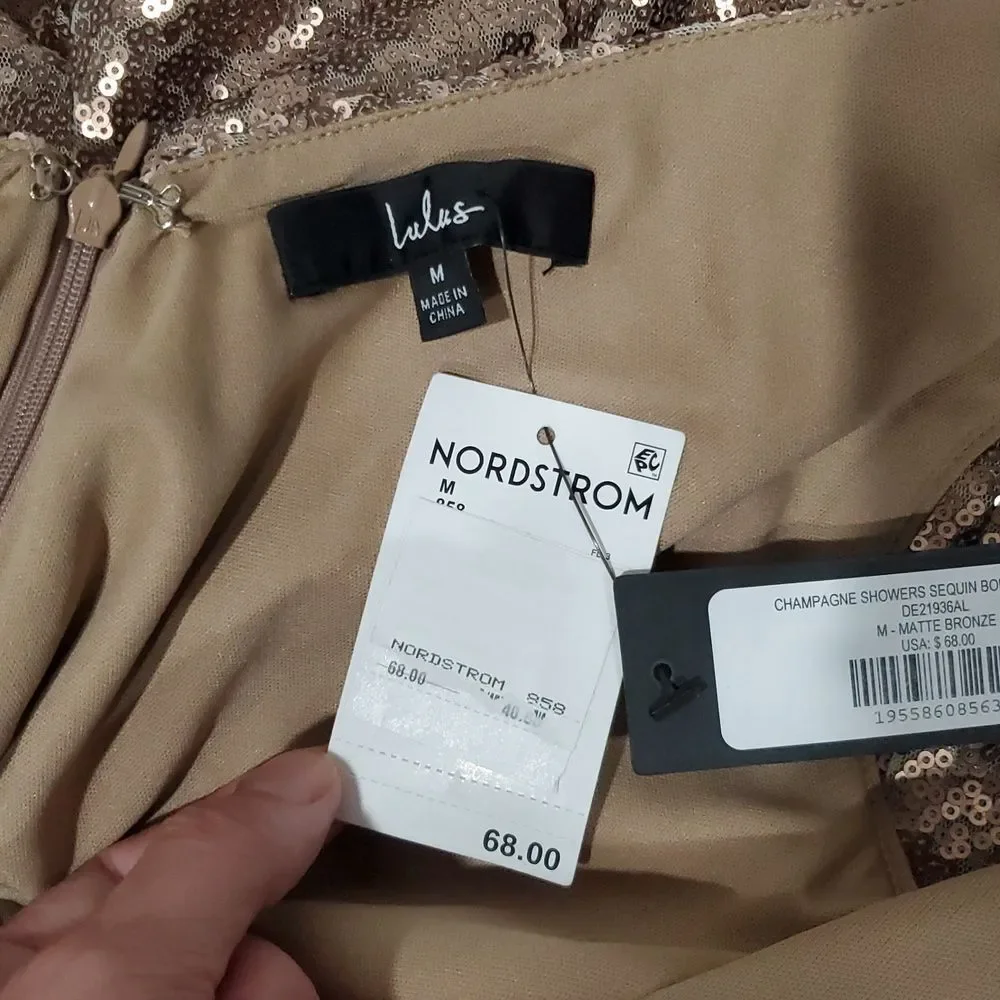 Lulu's Gold Sequin Mini Dress Size M - Picture 10 of 13